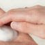 Foam hand sanitizer in use